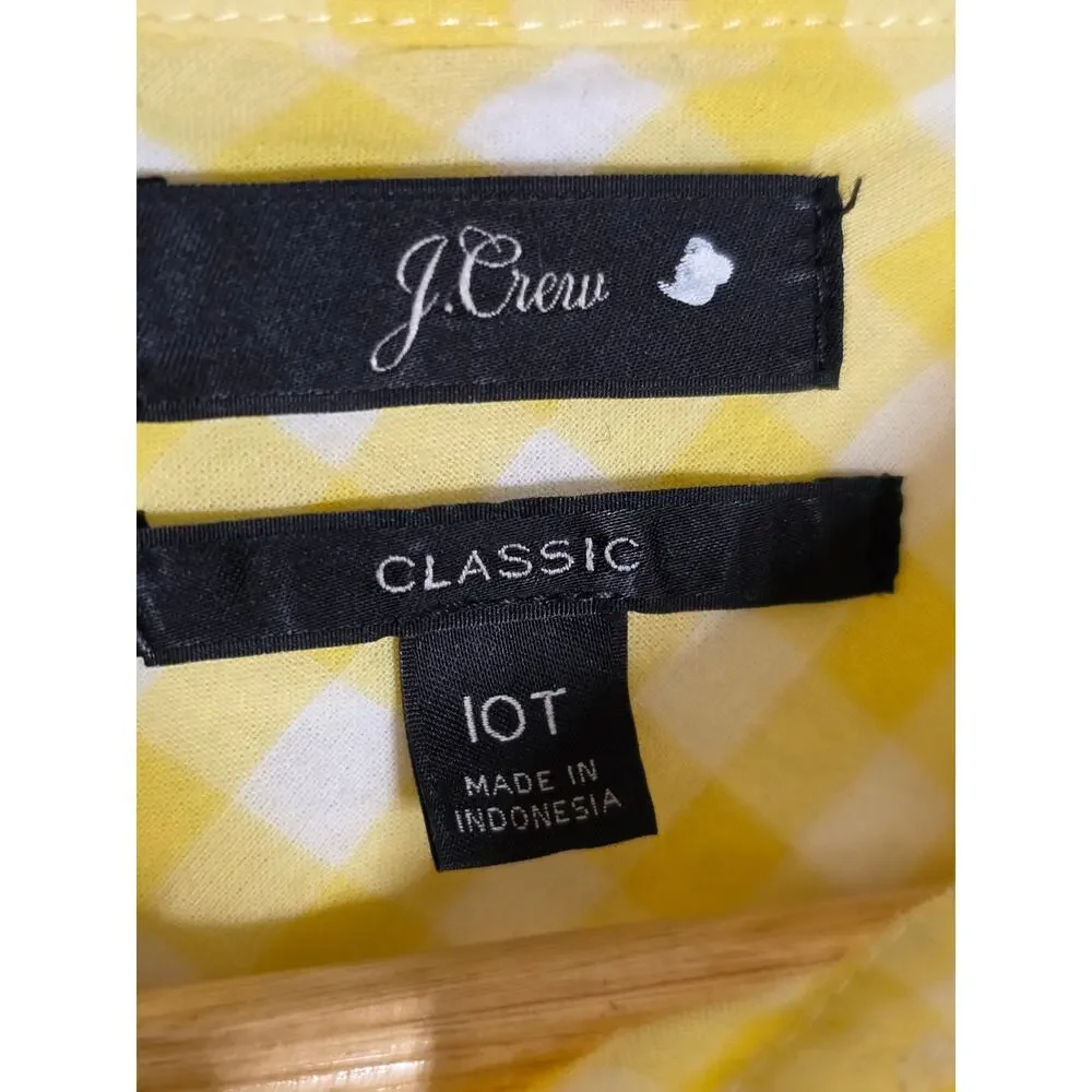 J. Crew classic Yellow Gingham Long-Sleeve Shirt Lightweight Button front casual